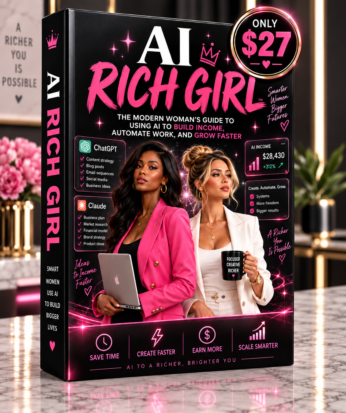 AI Rich Girl 64-page digital guide with $27 offer